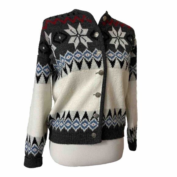 Vintage Lady Puritan Snowflake Cardigan Sweater Womens Size S/M Button Front - Picture 3 of 15